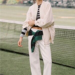 Anthropologie Oversized Bomber Jacket in ivory Size 1x